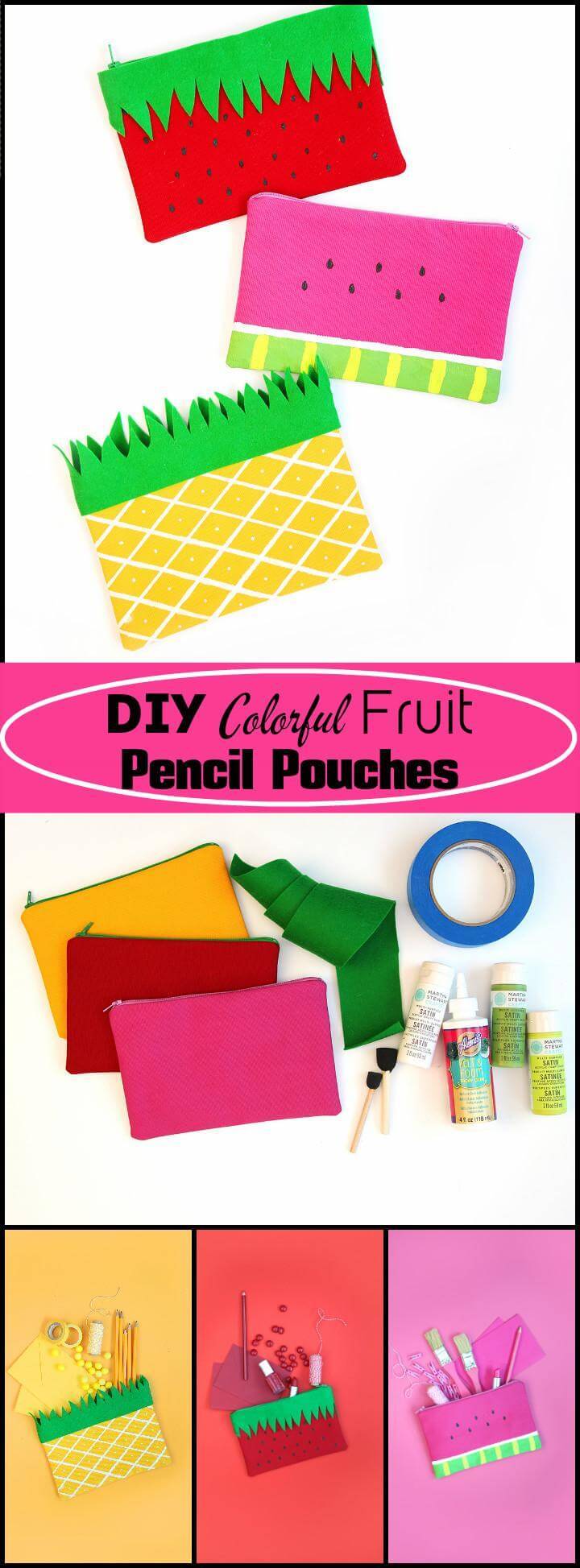 handmade colorful fruit pencil pouches